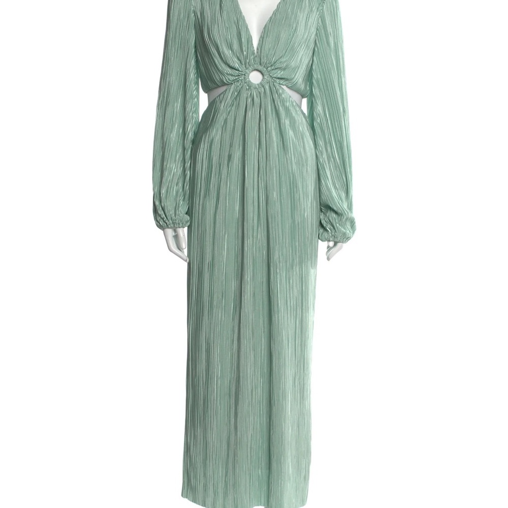 Ronny Kobo Collection Green Ruched Wrap Gown